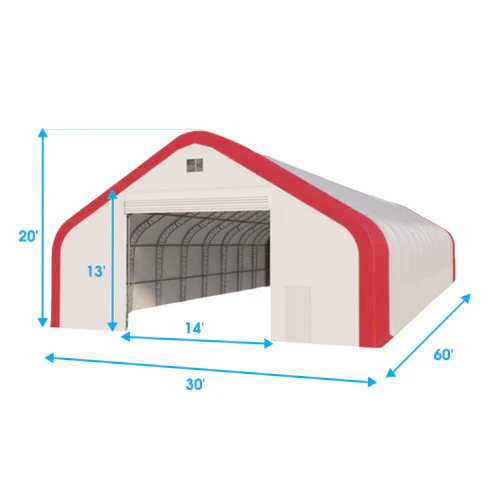 Abri de rangement à double ferme W30'xL60'xH20' – Image 9